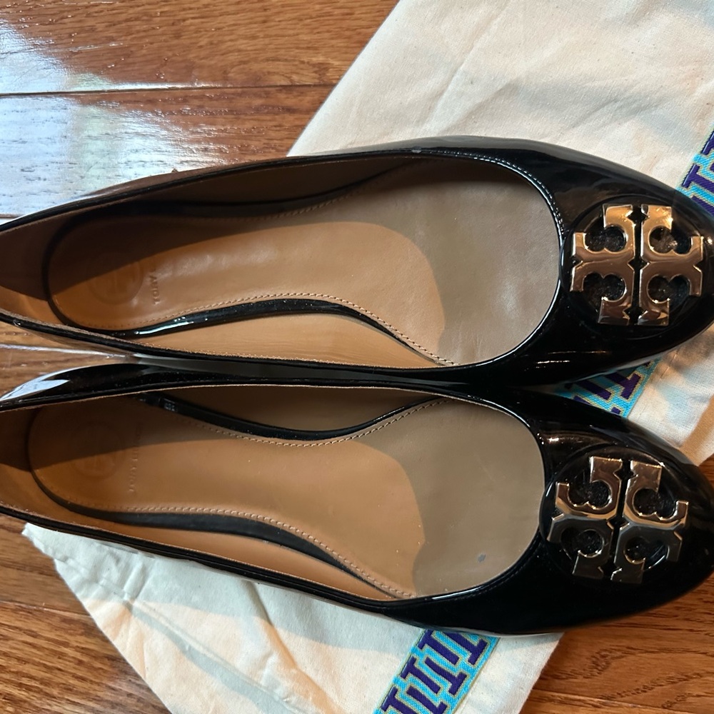 Tory Burch Black Flats with Gold Detail